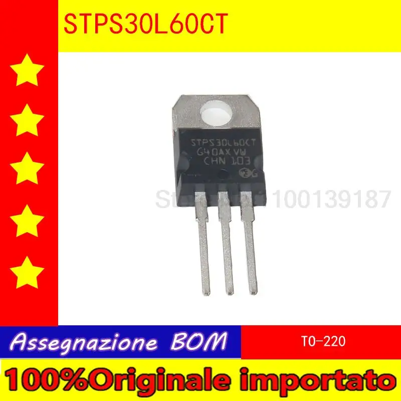 10pcs/lot  STPS30L60  STPS30L60CT  TO-220 Schottky barrier diode 30A 60V