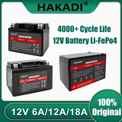 LiFePO4 Battery 12V 6A 12A 18A Phosphate Rechargeable Battery Built in BMS 4000+ Deep Cycles Perfect For Kids Scooter