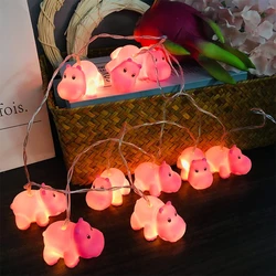 Cute Animal Lights String Creative Giraffe Hippo Dinosaur Unicorn LED Fairy Garland Lamp for Kids Mas Birthday Party Room Decor