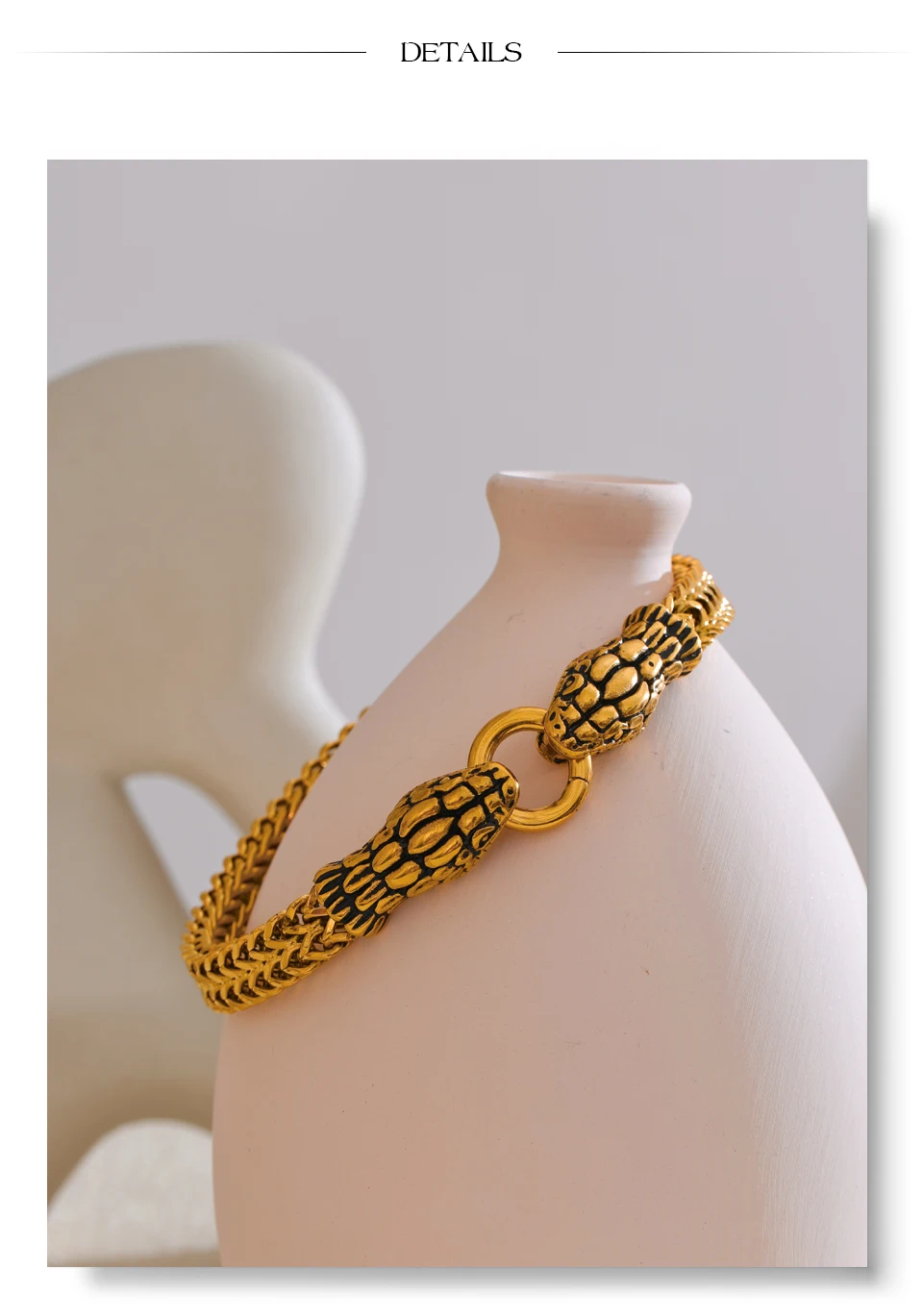 Yhpup 23 cm Herren-Armband, teure 316L-Edelstahlkette mit Schlangenarmband, Armreif, 18 Karat Gold, PVD-beschichtet, hochwertiger Schmuck – Detail 10