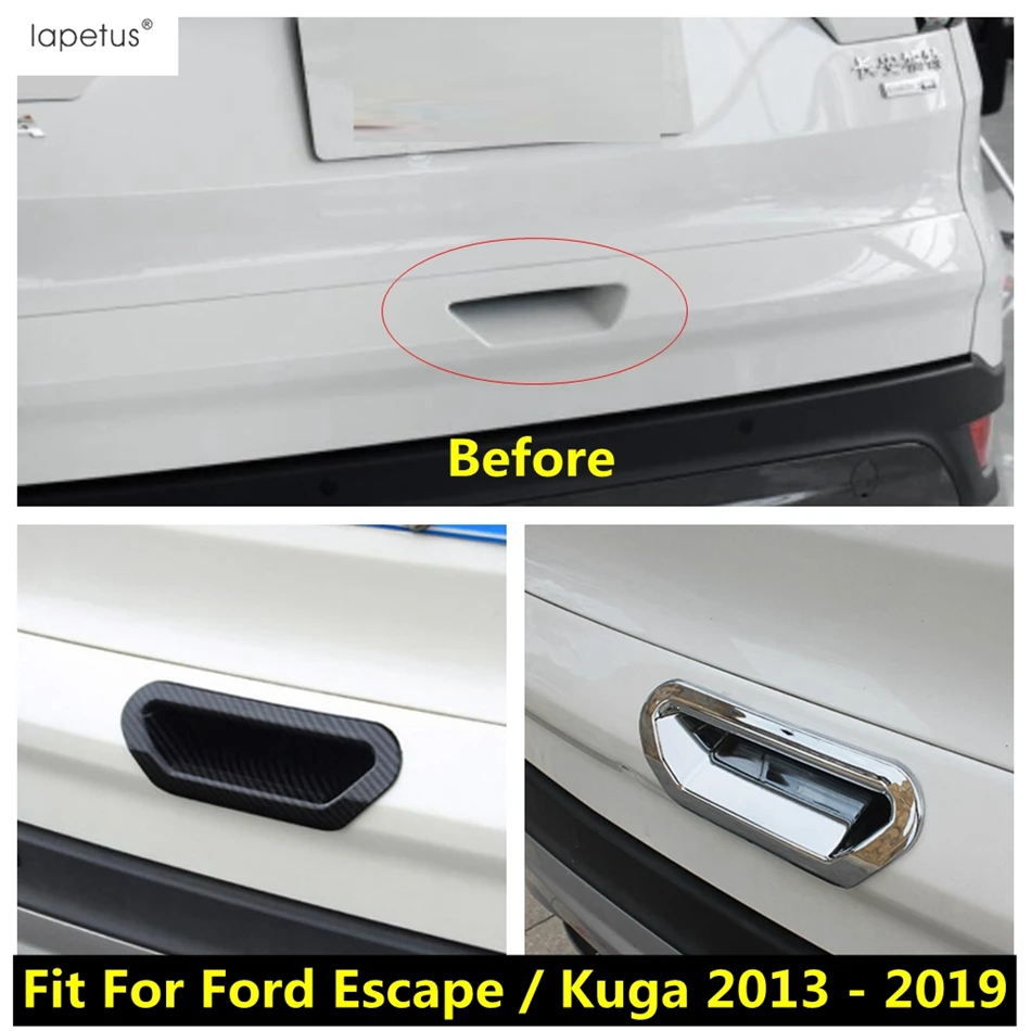 

ABS Accessories For Ford Kuga / Escape 2013 - 2019 Car Rear Tail Door Handle Bowl Protector Cover Kit Trim Carbon Fiber / Chrome