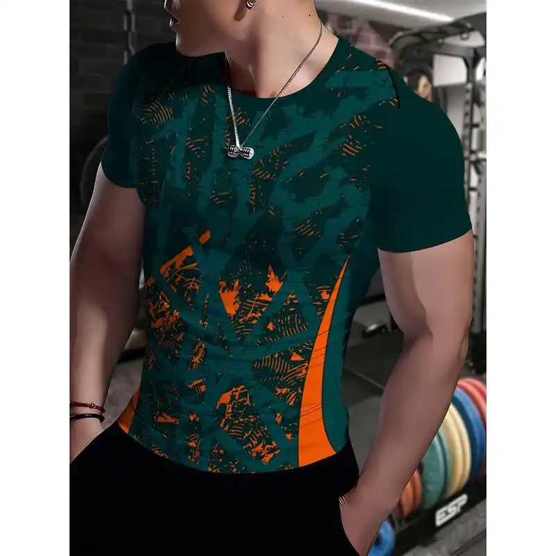 Men's Crew Neck Short Sleeve T Shirt Body Shaper Stretchy Fitness Bodysuit Moisture Wicking Breathable Comfortable Sports Appare