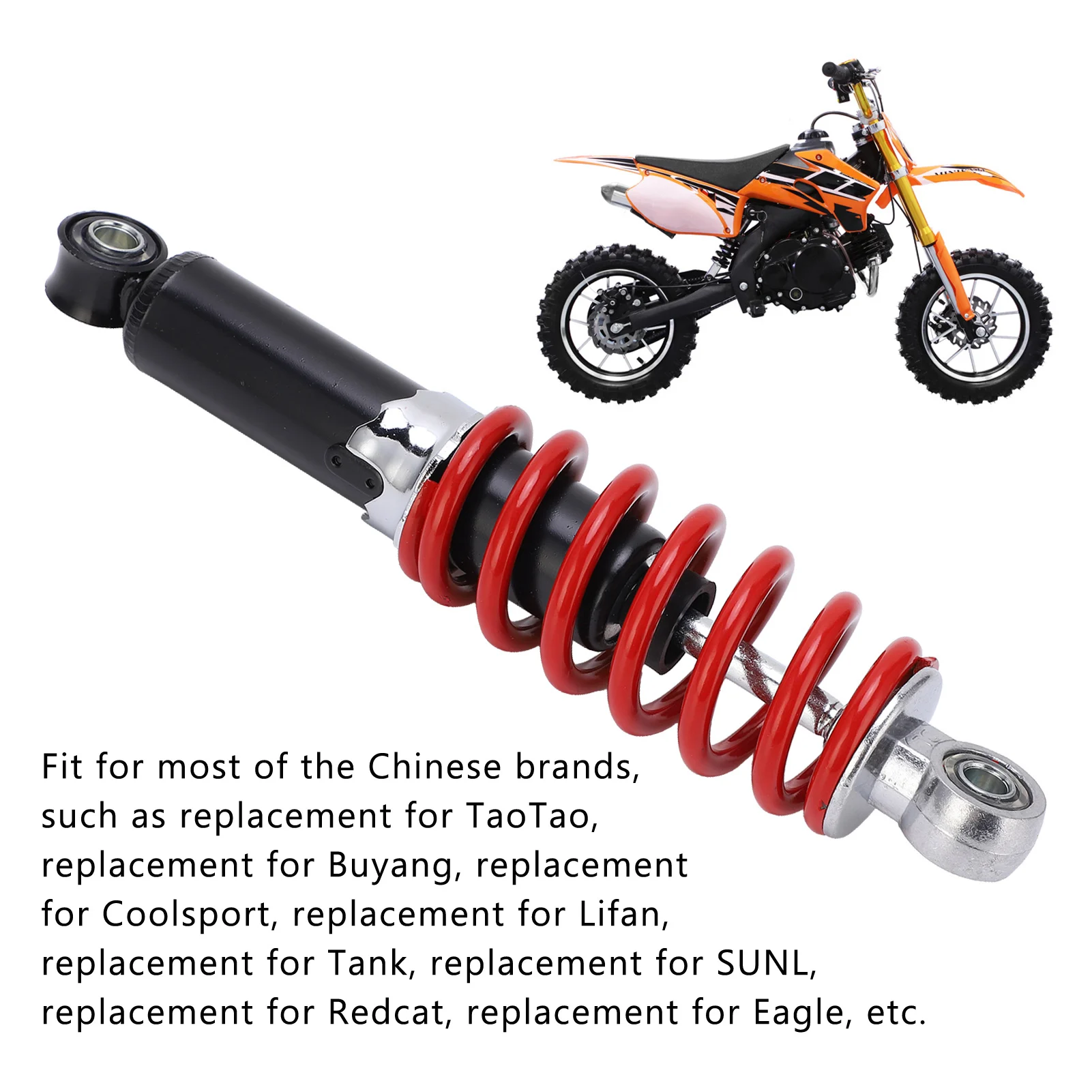 Shock Absorber 250mm/9.8in 5 Levels Adjustable Rear Steel Alloy Replacement for TaoTao 50cc‑125cc Go Kart 250mm Shock Absorber