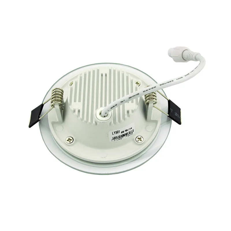 6W LED Panel Downlight Okrągłe szklane lampy panelowe Sufitowe lampy wpuszczane LED Światło punktowe AC85-265V Z sterownikiem