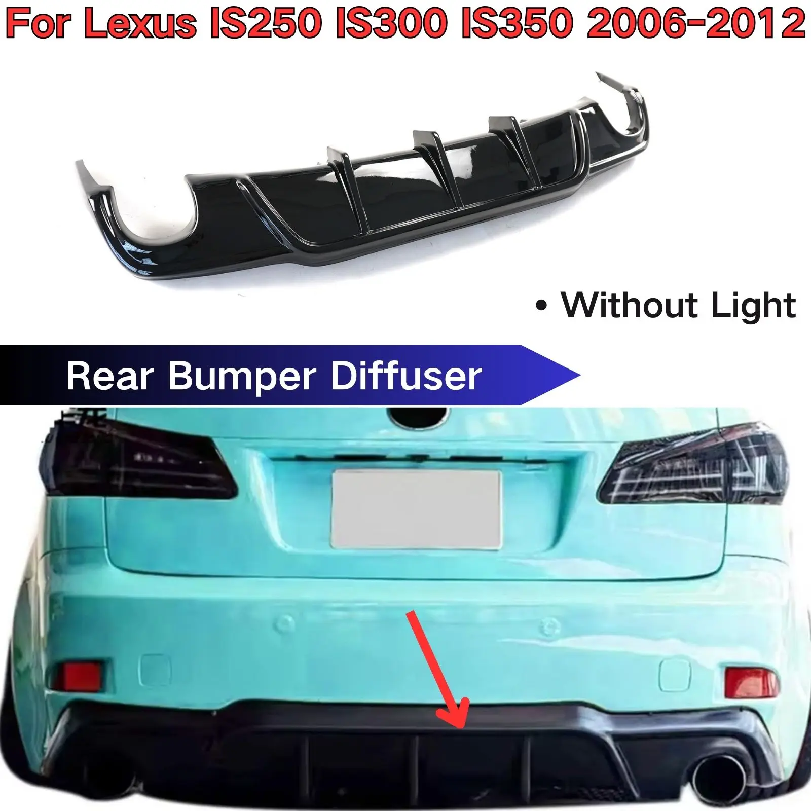 Rear Bumper Diffuser For Lexus IS250 IS300 IS350 2006 2007 2008-2012 Spoiler Splitter Car Accessories Body Kit Glossy Black