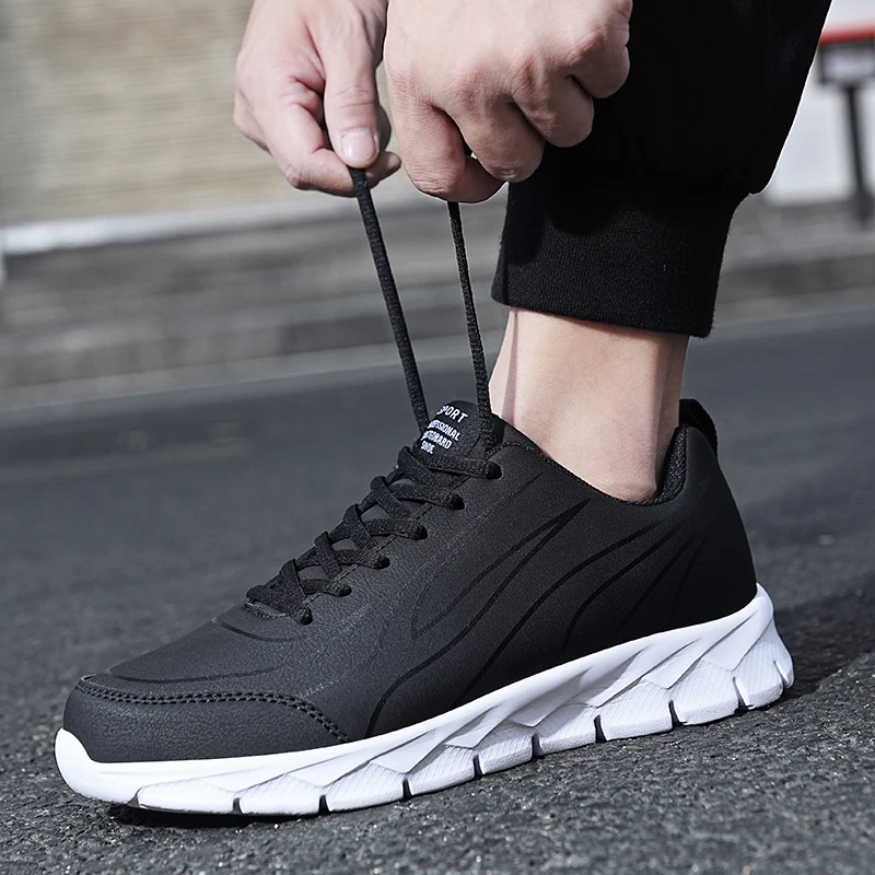 High Quality Leather Waterproof Running Shoes Men Lightweight Non-Slip Casual Sneakers Male Autumn Sports Winter Jogging Shoes