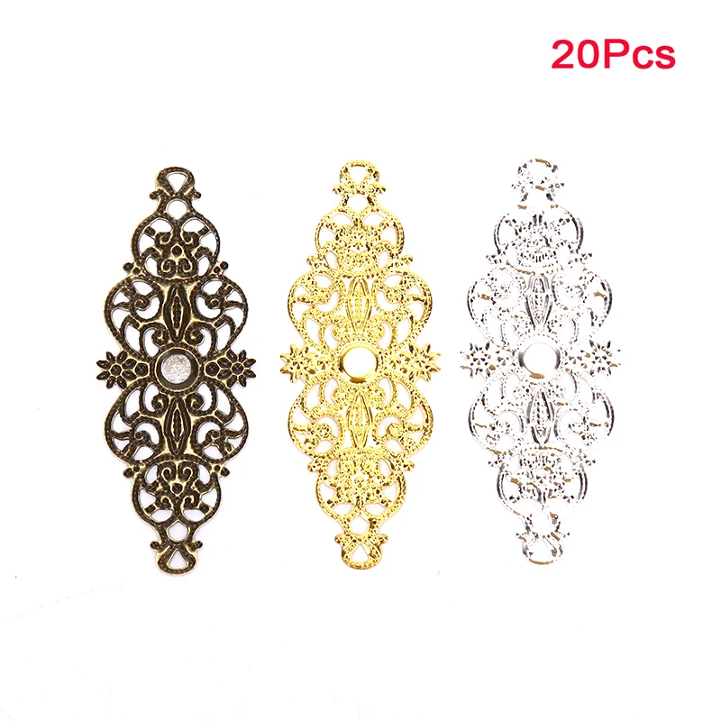 20Pcs Filigree Flower Wrap Connector Crafts Bronze Plated DIY Embellishments Findings Jewelry