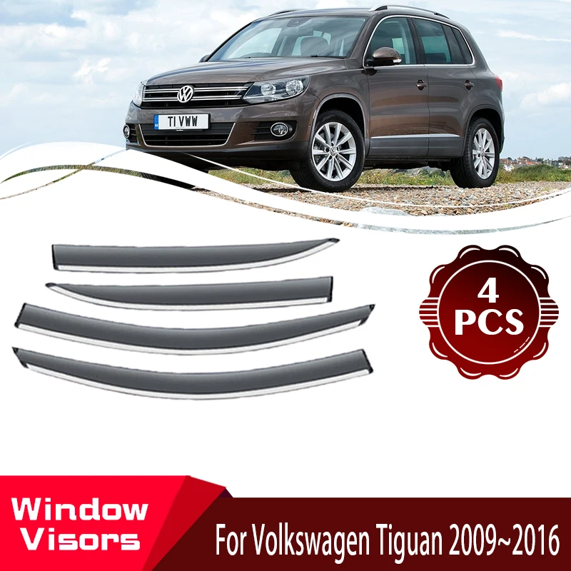 

For VW Volkswagen Tiguan 5N MK1 2009~2016 Rainproof Car Rain Window Visors Sun Rain Deflector Car Weathershies Auto Accessories