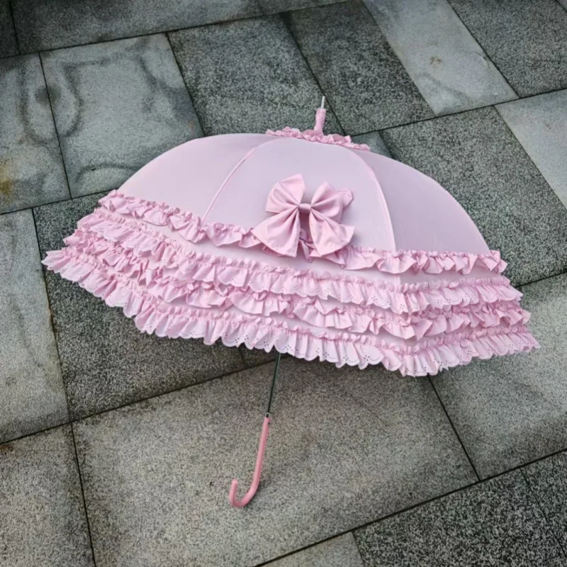 Lolita Sun Umbrella Princess Wind Retro Shade Lace Sunscreen Umbrella Multilayer Lace Color Glue