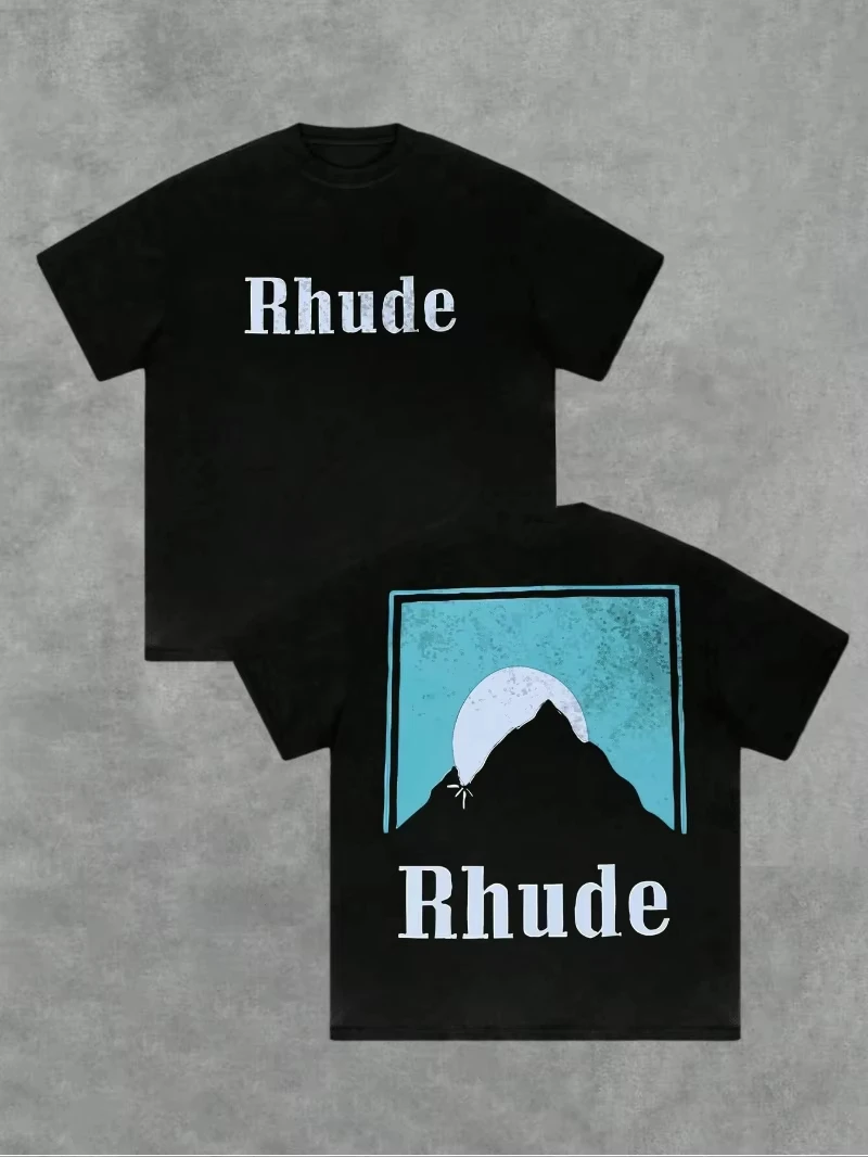 2026 Kids Adults Casual Short Sleeve Tee, Mountain Sunset Scenery Graphic Print Crew Neck Cotton Tshirt Daily Streetwear Top