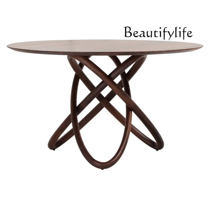 minimalist round dining table black walnut log casual small round table solid wood dining table