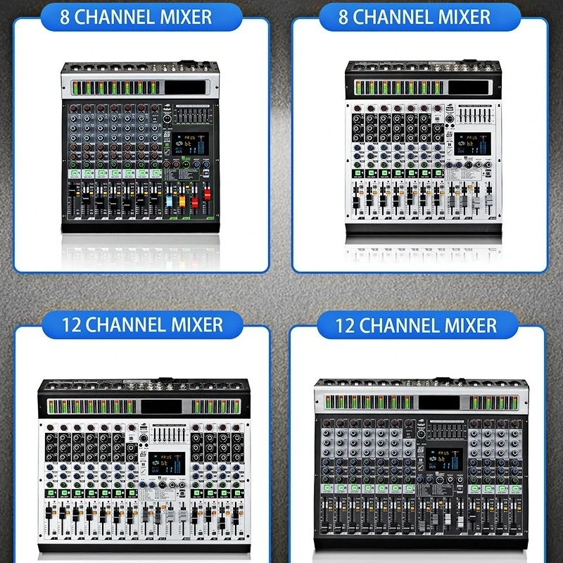 8Channel Mixer Dj Mixing Console Bluetooth 48V Phantom Power Monitor Karaoke System Usb Mixer Audio for Stage Performance