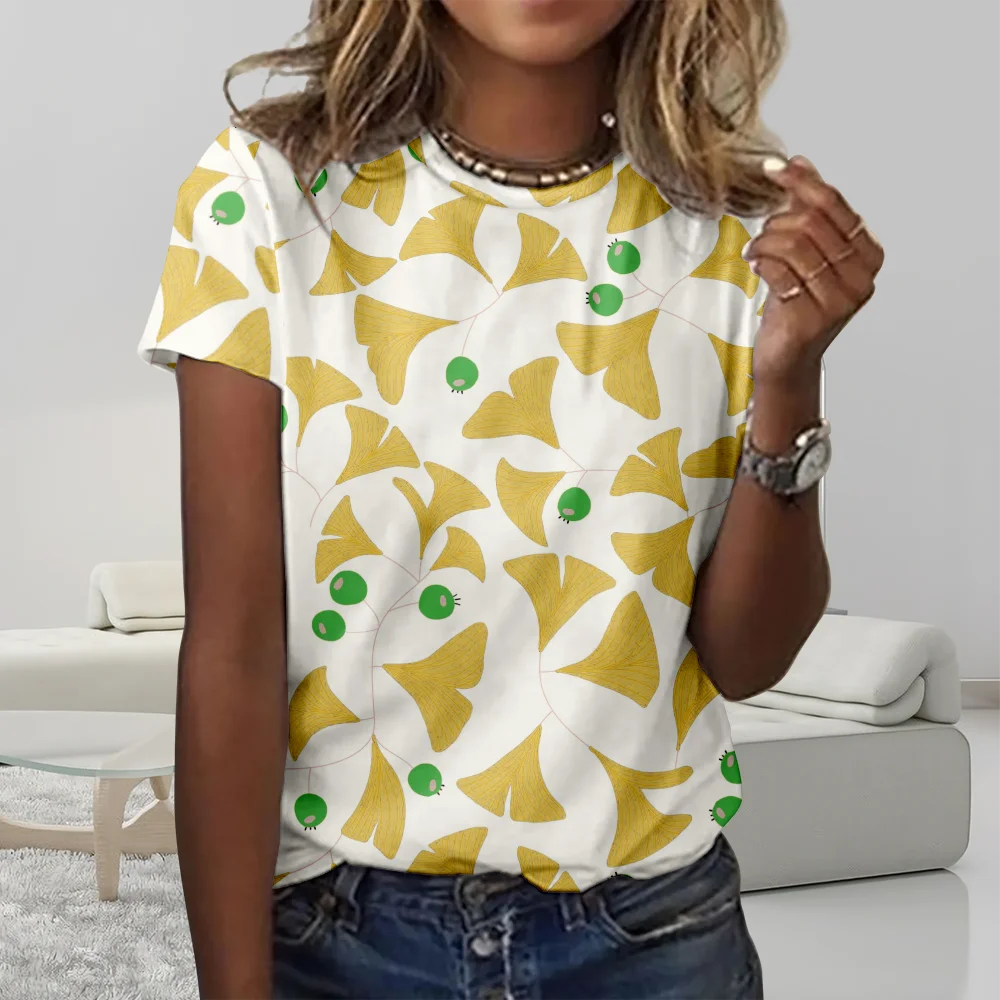 

Summer T Shirt Women Vintage Short Sleeve T-shirt Fashion Tee Y2k Top Oversize Shirt O-Neck Basic Top Casual Clothes Blusa
