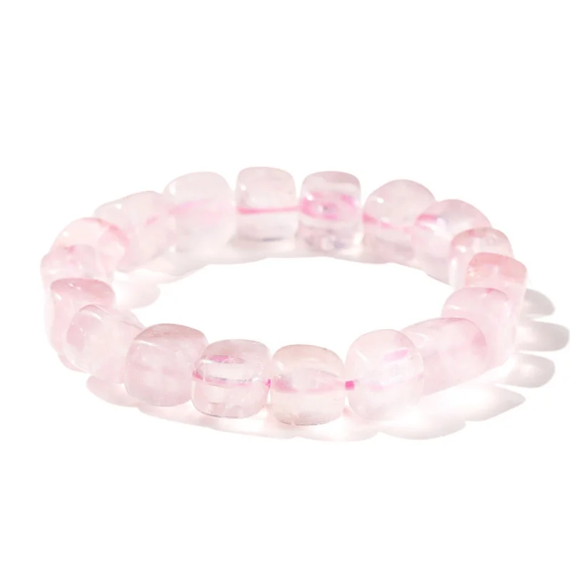 

Shinzue Jewelry Xiaohongshu Same Pink Quartz Rounded Sugar Cube Natural Style Bracelet Wholes