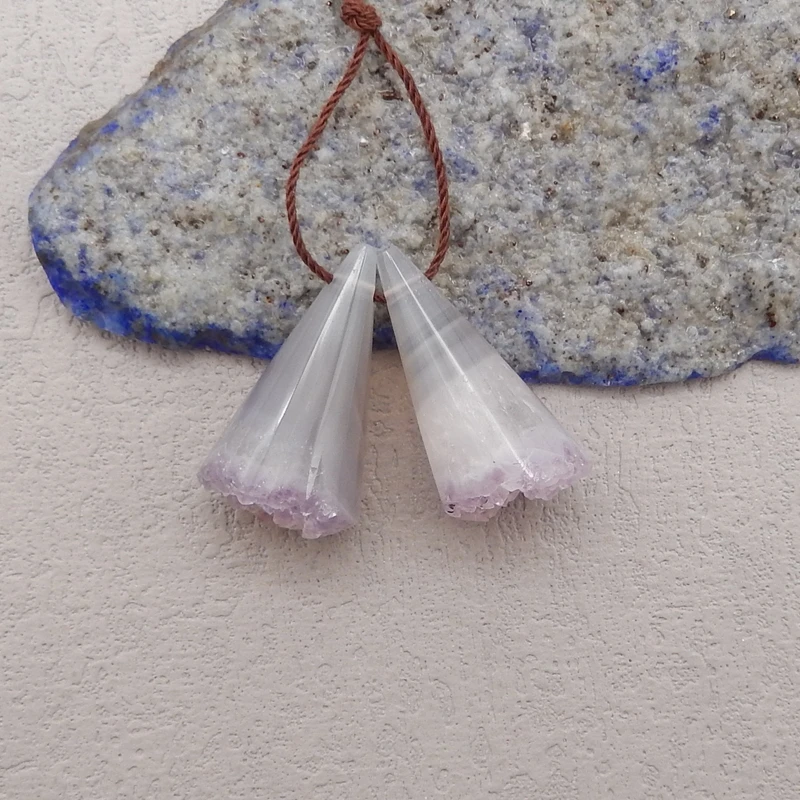 Natural Stone Amethyst Nugget Earring Bead,Earrings Accessories For Women,Fashion Jewelry DIY Making 27x15x14mm 10g