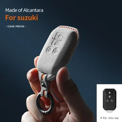 For Suzuki Spacia MK53S Jimny Sierra Swift Wagon 4Buttons Car Key Case Alcantara Suede Keychain Shell Protector Accessories