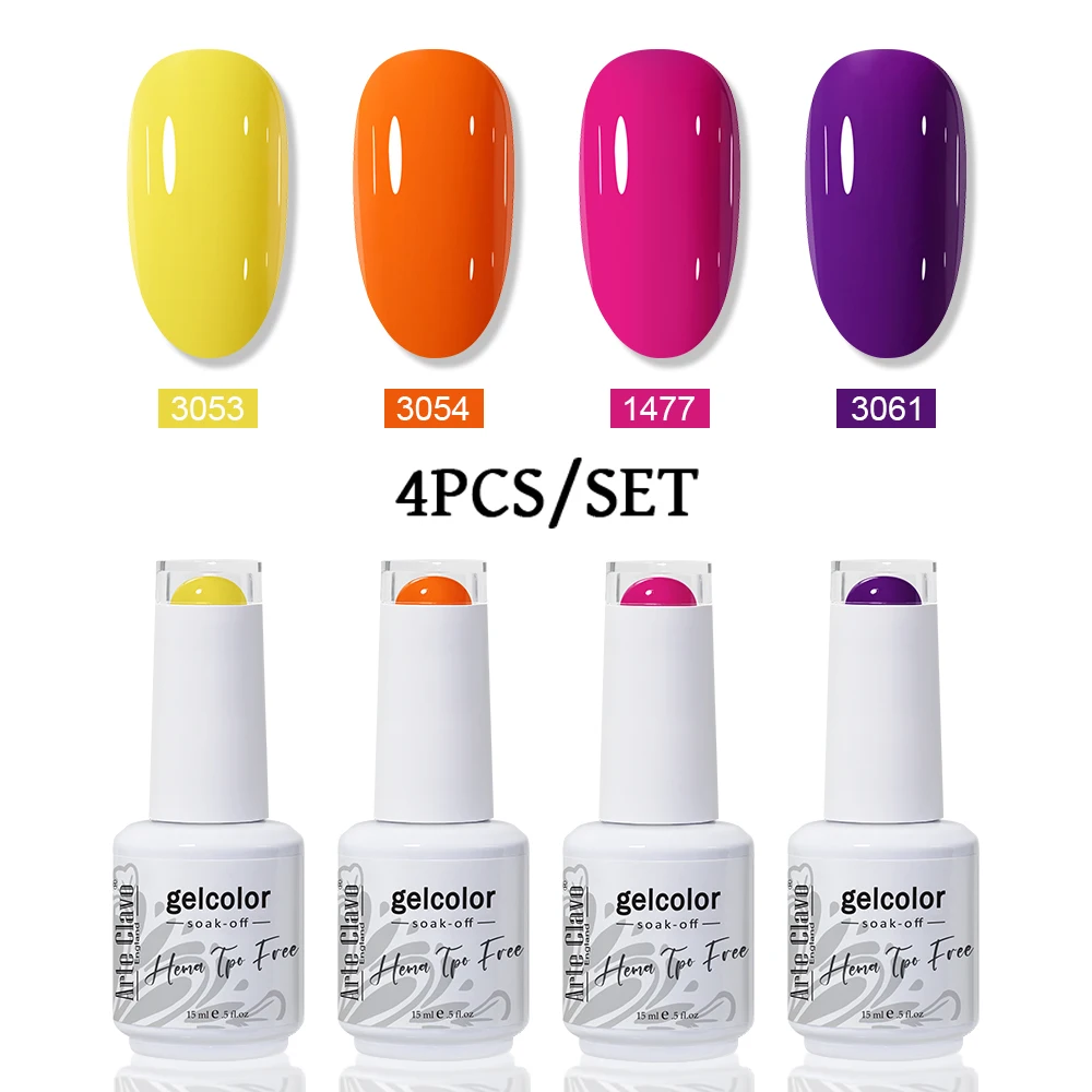 

Arte Clavo 4pcs Nail Gel Polish TPO FREE HEMA FREE Gorgeous Color Smoothy Texture Semi Permanent Nail Varnish Soak Off