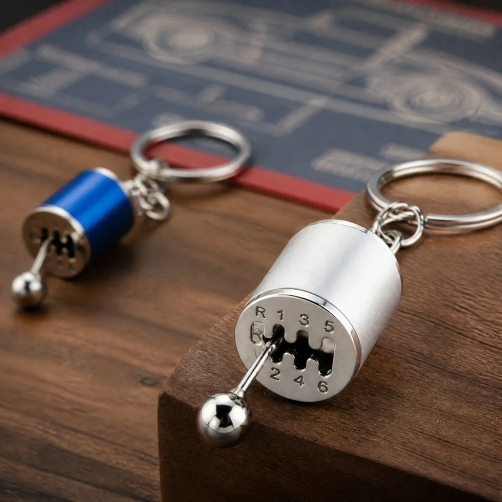 5pcs Stylish Metal Gear Shifter Keychain Mini Model 5 Colors Shift Knob Keychain 6-Speed Manual Transmission Keyring For Men