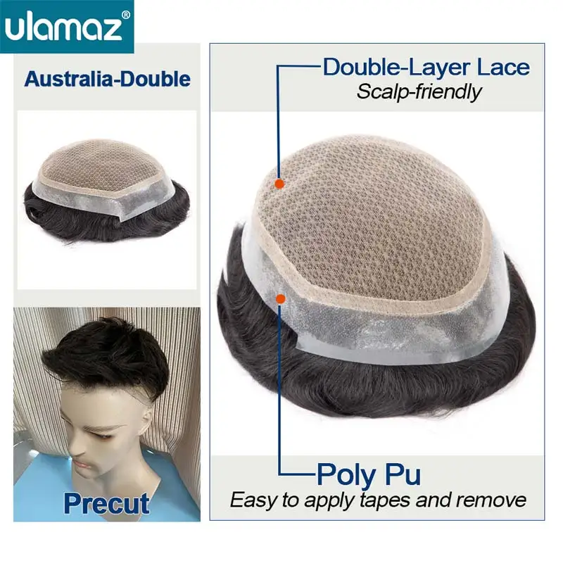 Precut Hairstyle Lace Pu Male Hair Prosthesis Mono Toupee Hair Men Full Lace Hair System For Man Wear And Go Men's Wig Remy Hair