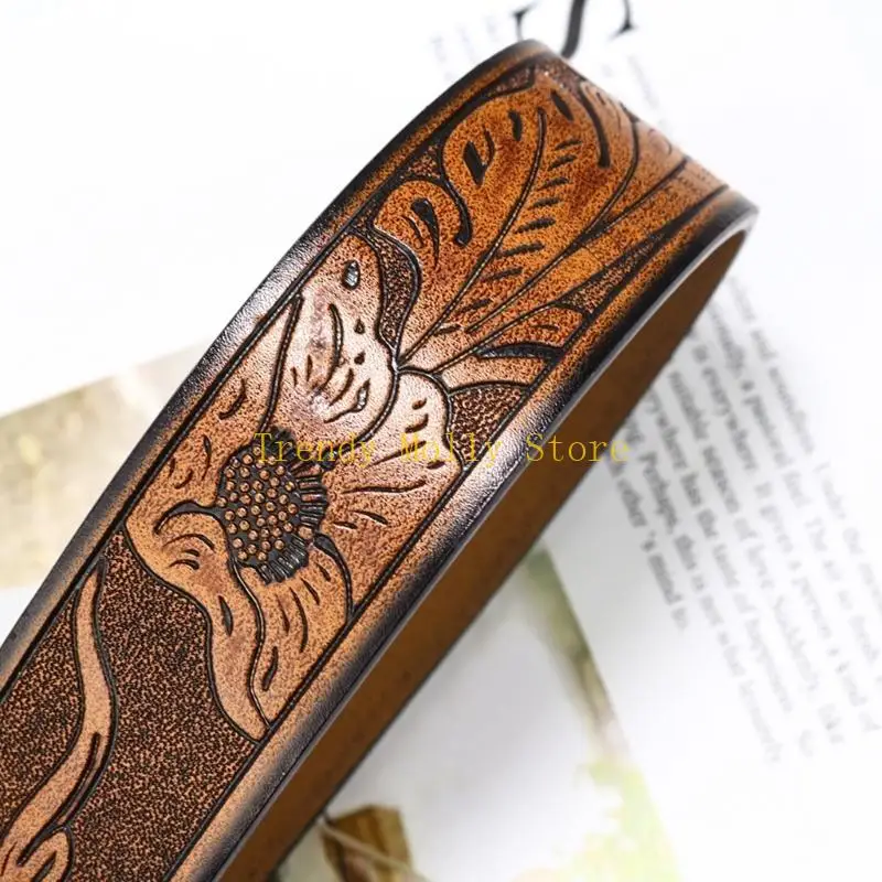 

N5KB Винтажный кожаный ремень Ремень в стиле вестерн Ковбойский ремень Ремень с пряжкой