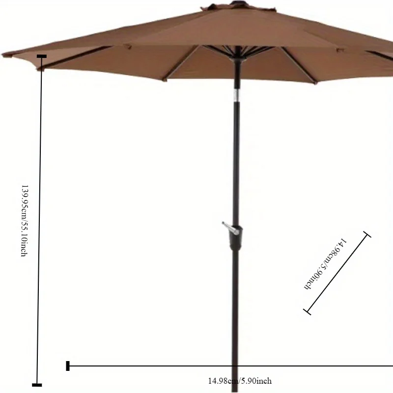 9 Ft Outdoor Patio Tilt Market Enhanced Aluminum Umbrella 8 Ribs, 7 Colors/ Patterns Available