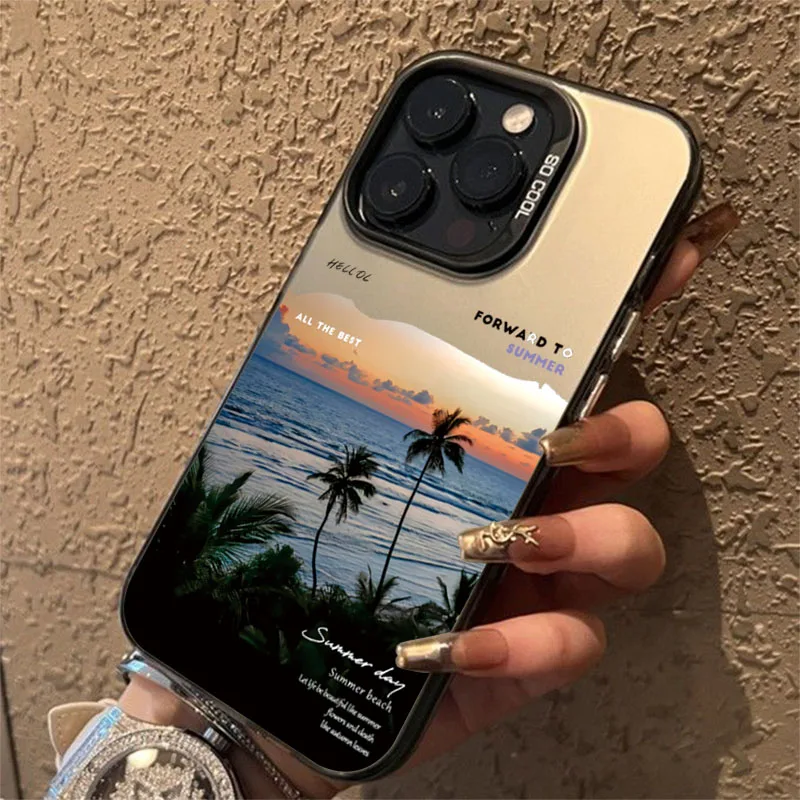 Seaside Coconut Tree Design TPU Basic Case for Xiaomi 14T 13T 12T Pro 11 Lite 5G 15 14 13 12 11 Shockproof Hard Back Laser Cover