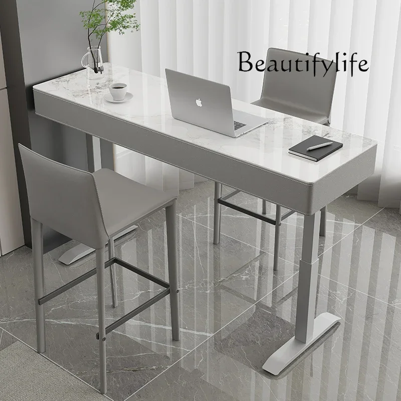 

BJ Light Luxury Rock Slab Home Bar By Sofa Living Room Intelligent Liftable Bar Desk Small Bar