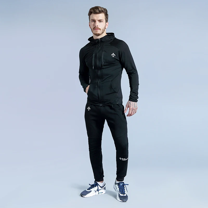 Men's Hooded Jackets Long Sleeve Sportswear Zipper Hoodies Gym Clothes Running Windbreaker Coat Outwear Male Casual Streetwear