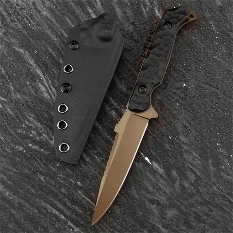 Outdoor Survival Knife with Kydex Sheath - 10" V-Grind Blade, Ergonomic Non-Slip Handle | Heavy-Duty Camping, Hunting, Everyday Carry (EDC) | Multi-Functional Fixed-like Design | Durable Glass Fiber Reinforced Nylon Sheath | I
