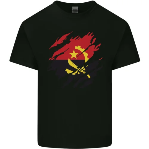 Torn Angola Flag Angolan Day Football Mens Cotton T-Shirt Tee Top