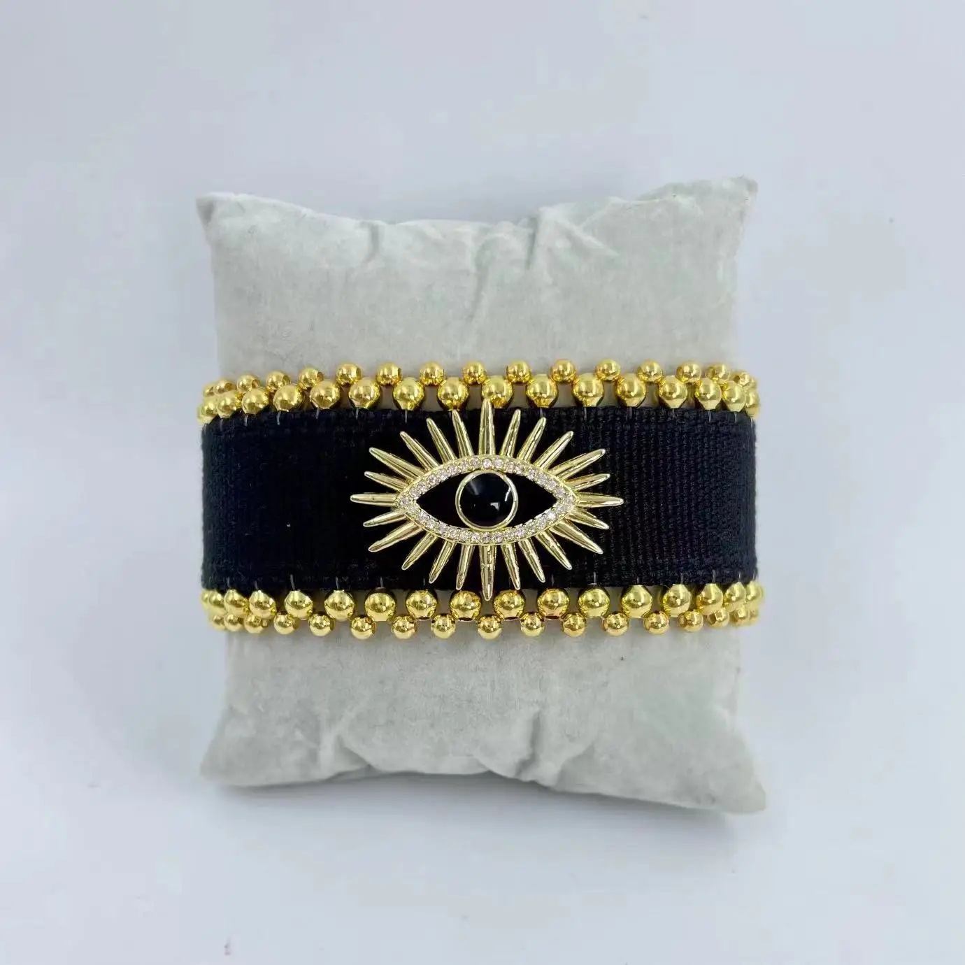 Fashion Rhinestone Black White Evil Eye Weaving Cloth Bracelets for Women Men Bohomian High Quality Devil Eye Bracelet Jewelry