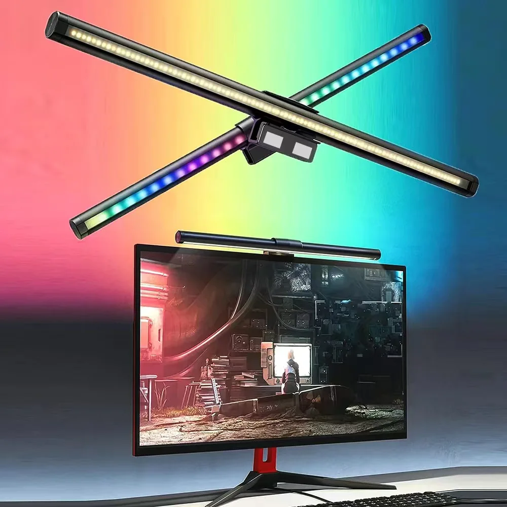 LED Screen Hanging Light with USB Power Supply  Stepless Dimming Eye Protection Monitor Light Bar for Computer Work Study Gaming