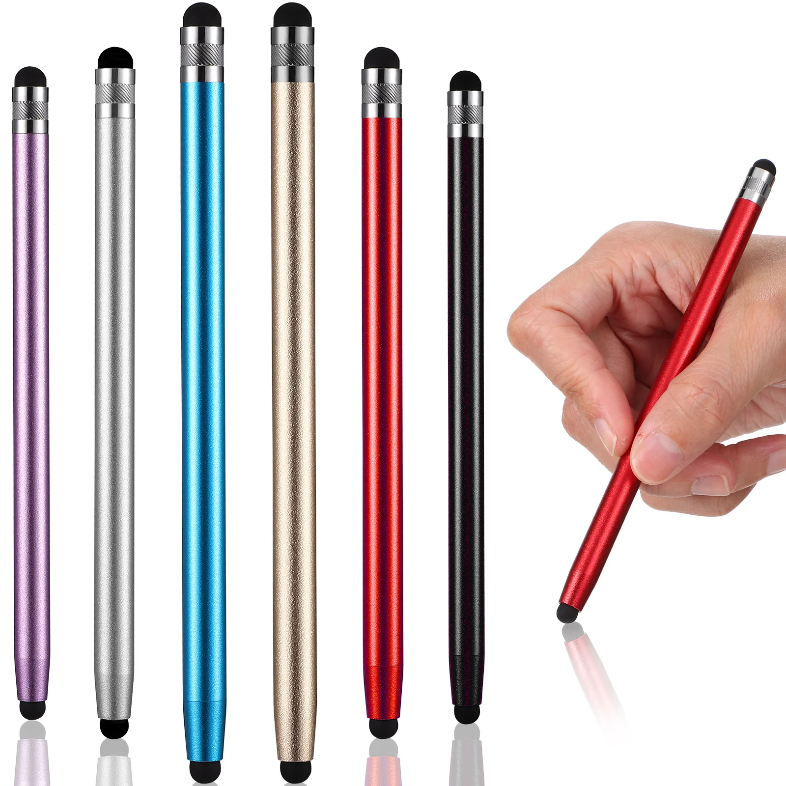 6Pcs Stylus Pen Kit Metal Silicone Tips High Sensitivity Screen Touch Pens for Phone Tablet Writing Notes Anti Scratch