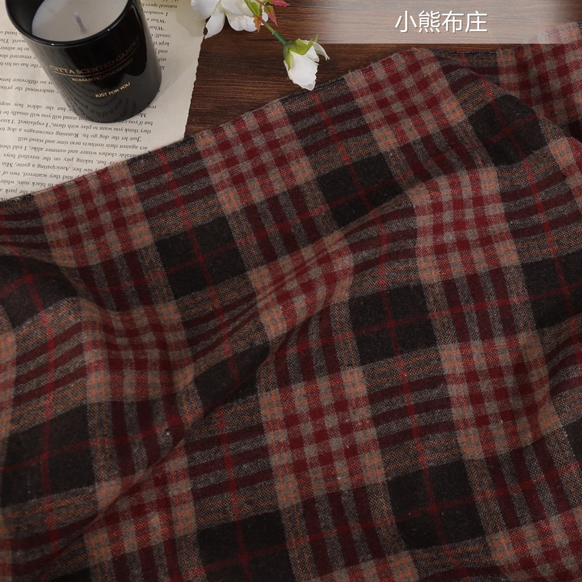 Woolen Fabric By The Meter for Clothes Diy Coat Sewing Plaid Vintage Thin Cloth Red Blue Retro Winter Fashion Drape soft Textile