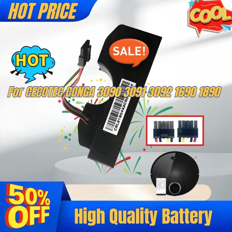 

Аккумулятор 14.4V 6800mAh/2800mAh для роботов-пылесосов CECOTEC CONGA 3090, 3091, 3092, 1890, 2090, 1690, сменные аксессуары