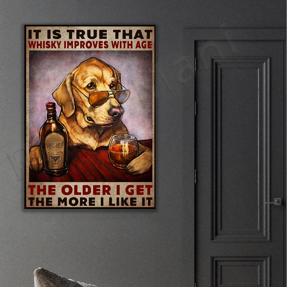 It's true that whisky gets better with age Dog Poster Decor Canvas Print Exclusive Gift Images