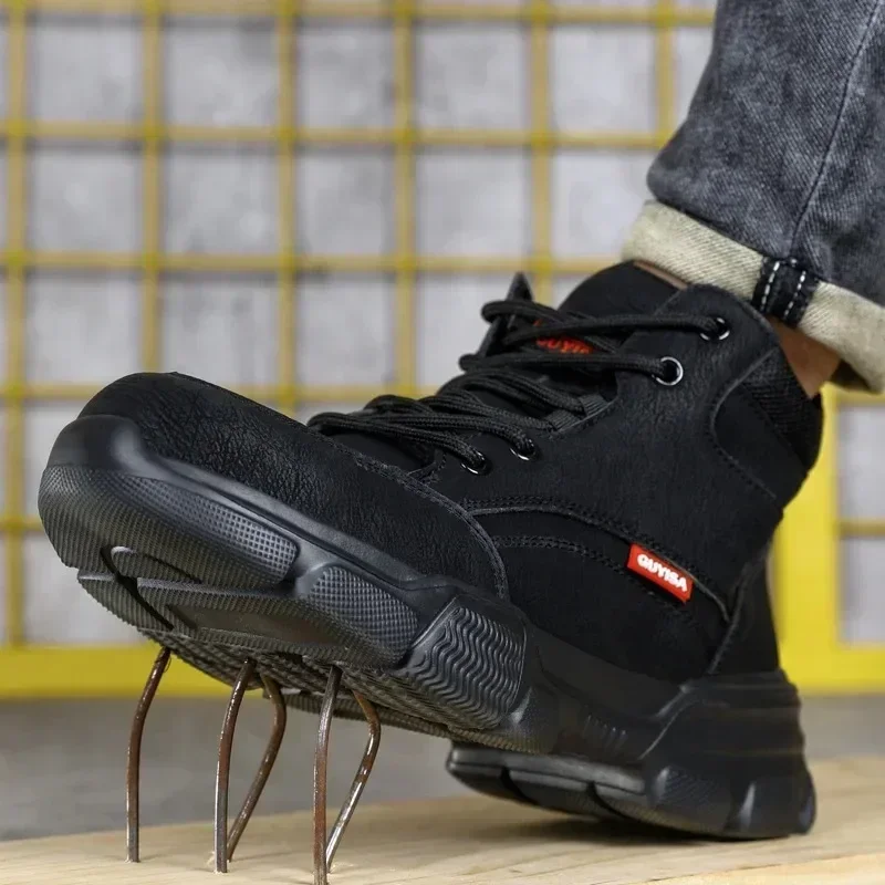 Lightweight Waterproof Steel Toe Safety Shoes Men Work Boots Anti Smash Anti Puncture Breathable Protective Footwear