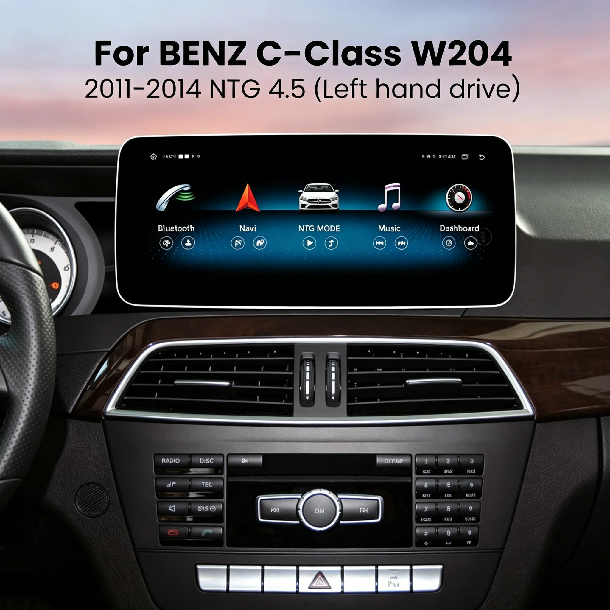 Pour Mercedes Benz Classe C W204 S204 2007-2010 NTG4.0 8 cœurs 8+128 Go Android 14 Autoradio CarPlay sans fil 4G LTE GPS