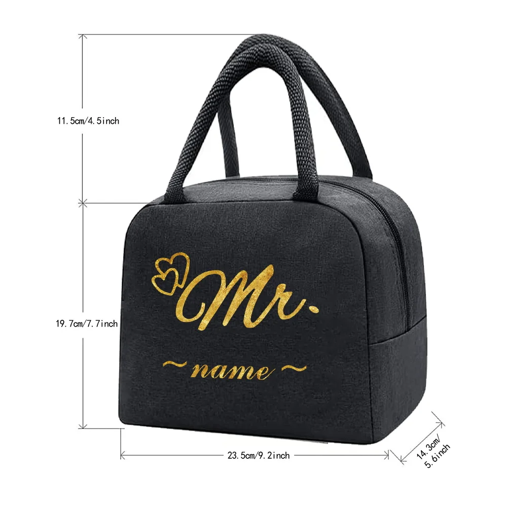 شخصية التخصيص اسم أسود معزول حقيبة الغداء سميكة تخزين المواد الغذائية في الهواء الطلق السفر نزهة حزمة بينتو حقيبة