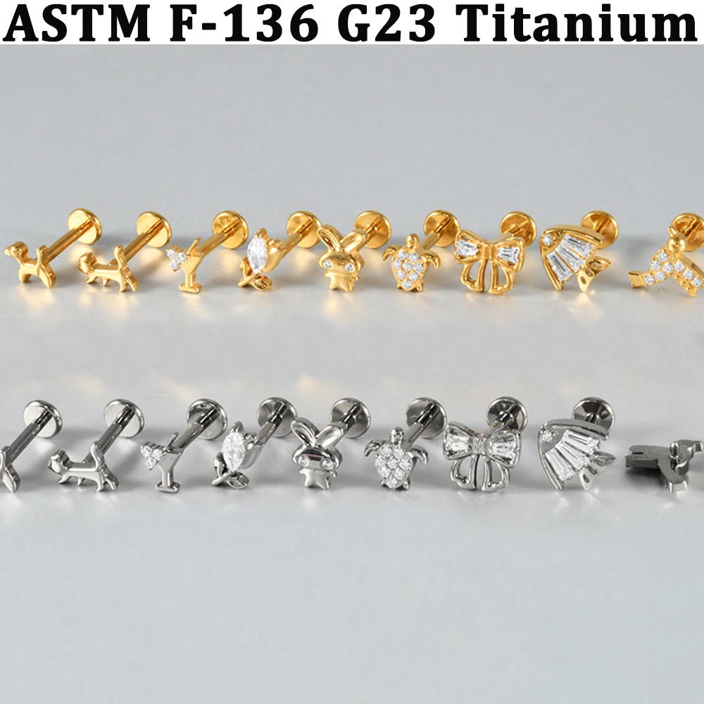 1PCTチタン製アニマルフラットバックCZフラワーリップラブ - Body Jewelry Etc のレビューと価格