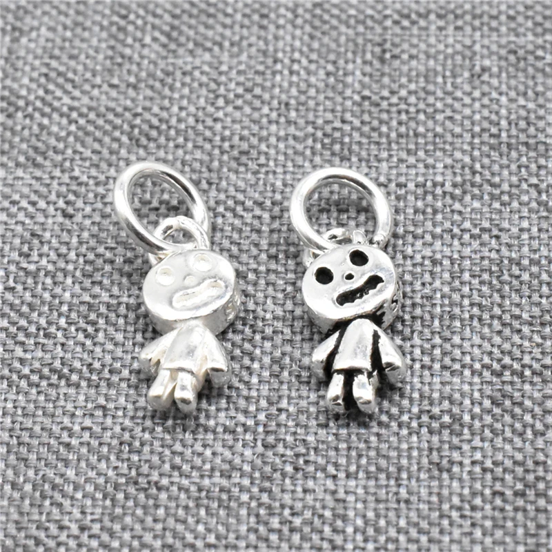 2 Pieces Halloween Ghost Charms Double Sided in 925 Sterling Silver for Bracelet and Necklace Making