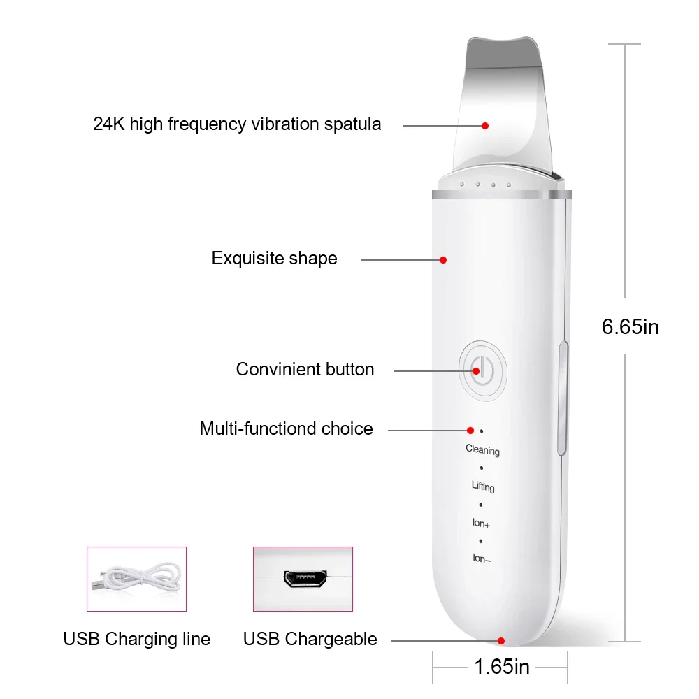 Youpin Ultrasonic Skin Scrubber Vibration Face Spatula Blackhead Remover Shovel Clean Cavitation Peeling Facial Lifting