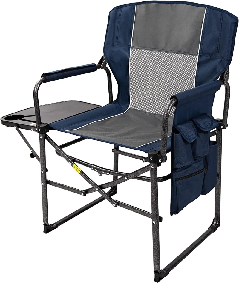 Outdoor Camping Lounge Chair Portable Camping Chair with Footrest Folding Storage Bag Headrest Mesh Recliner