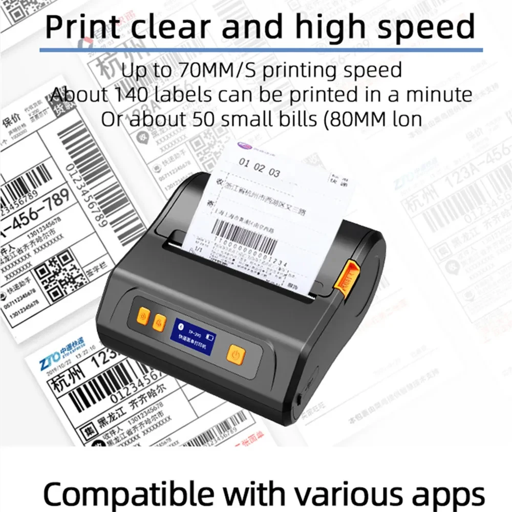 80mm Mini Portable Smart Thermal Printer Wireless Receipt Bluetooth Mobile Printer Android IOS System Printing Machine