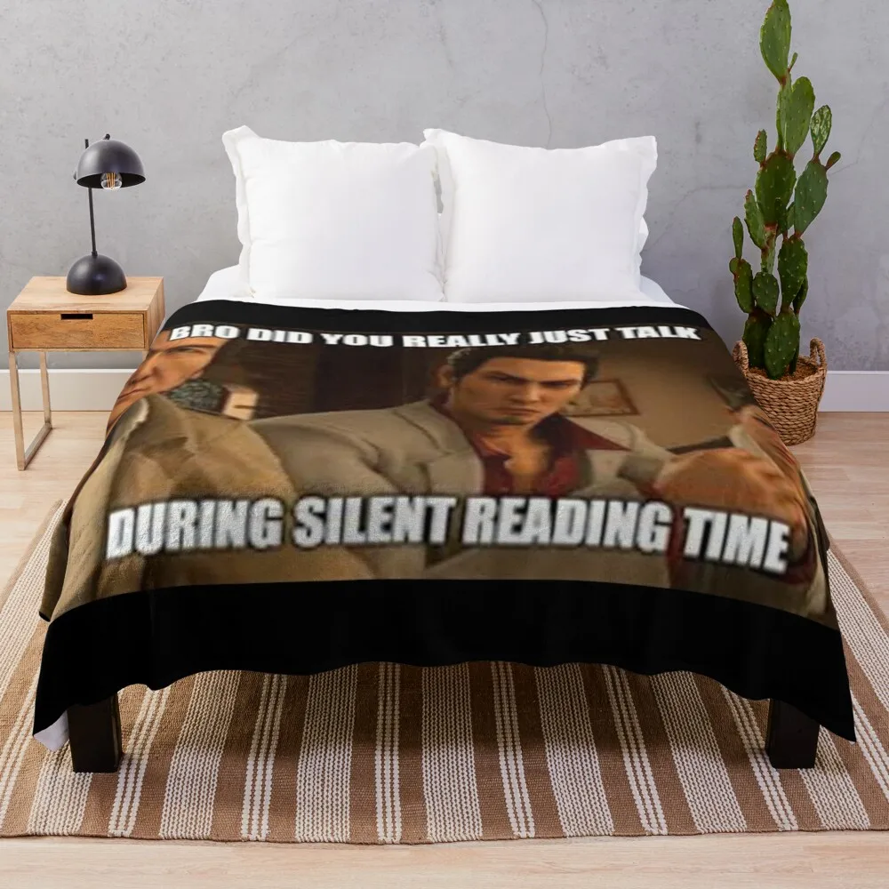 Yakuza silent reading time Throw Blanket Warm manga Bed Fashionable Blankets