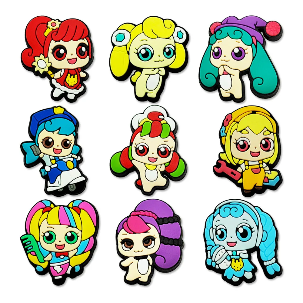 Sales 1-9 pc Cartoon Charms Cartoon The Powerpuff Girls PVC Accessories Sandals Ornaments For Children DIY Party favors