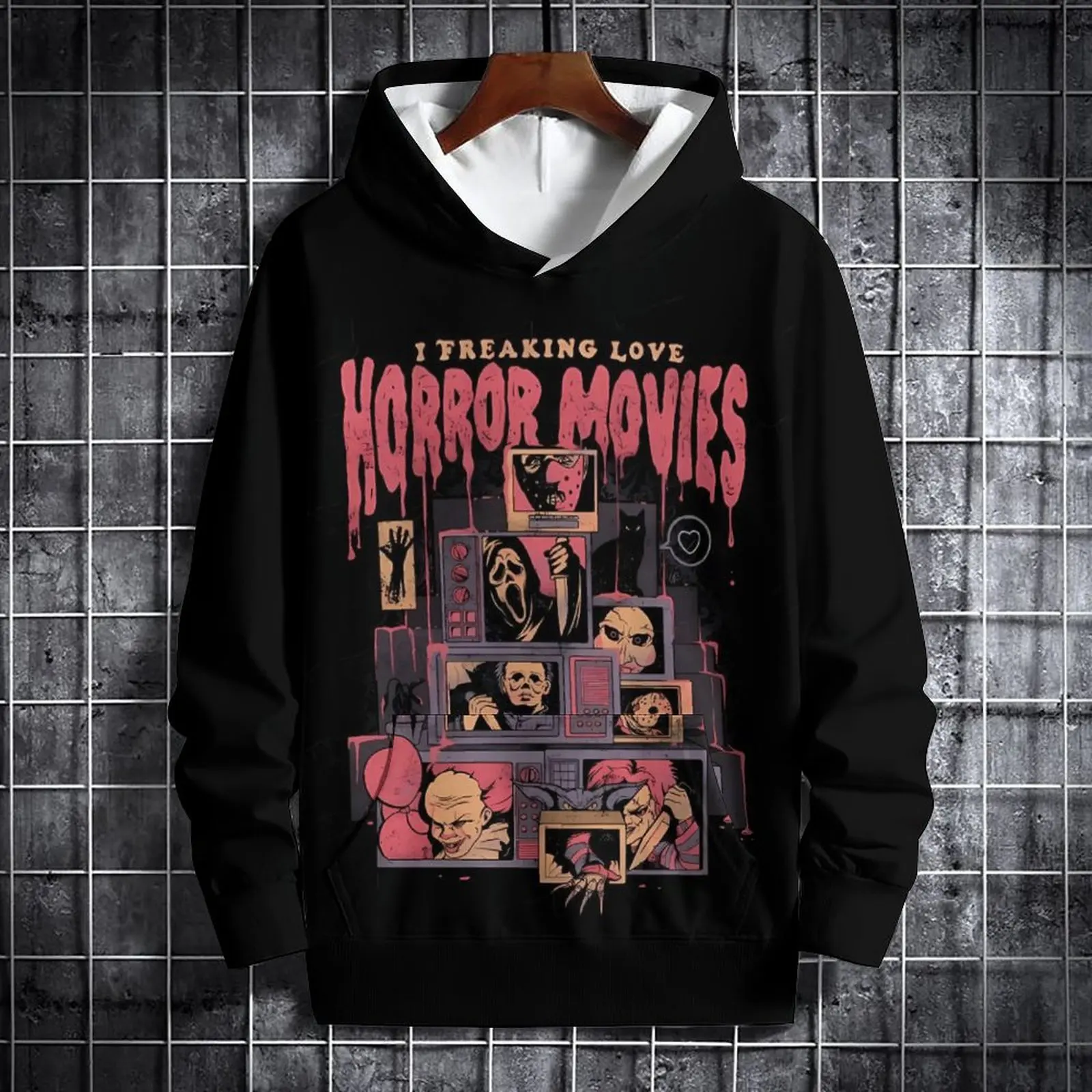 Men’s Women Fashion Casual Pullover Streetwear Hoodies Halloween Kills Horror Movie Portrait Pattern 3D Print Hoodie Sweatshirts