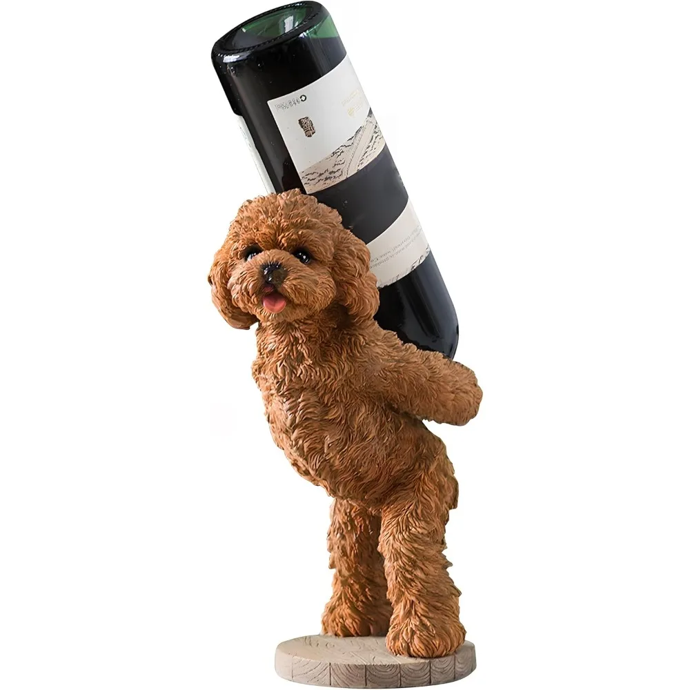 

Brown Resin Poodle Wine Rack - Compact Countertop Bottle Holder for Home Bar and Kitchen Decor