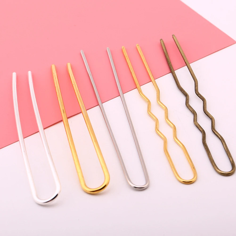 

12pcs U Shaped Hairpin DIY Clips Adornments Unfinished Stick Wedding Accessories Making Supplies Vintage Han Cloth naments Hair