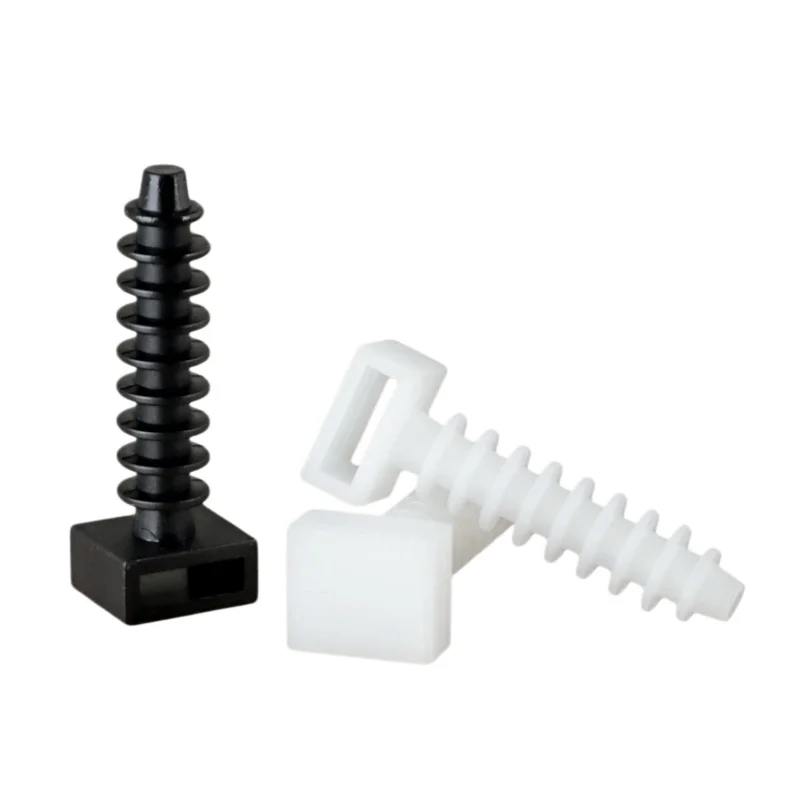 50Pcs Black/White Nylon Gecko Type Cable Tie Holder CH-6 CH-8 Heavy Duty Plastic Zip Tie Fixation Base